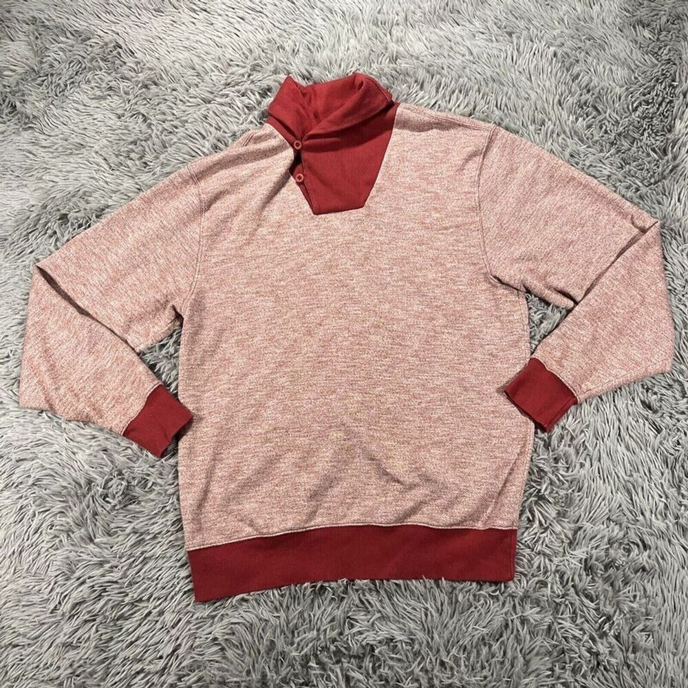 Orvis Men’s Red Mock Neck Sweatshirt Pullover Twist Size Medium Casual Classic